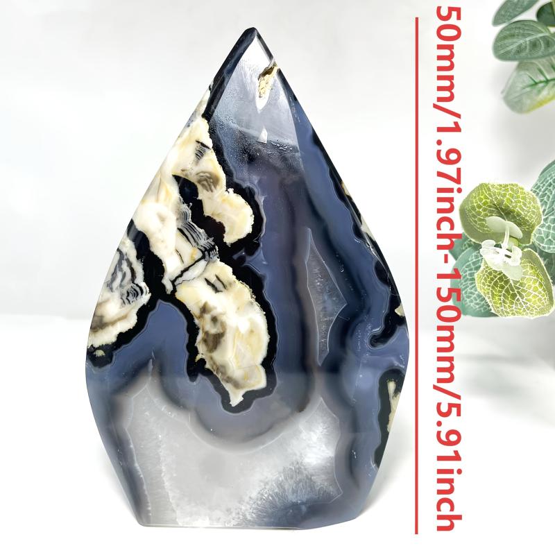 Green Glowing Volcanic Agate Teardrop Decor