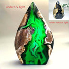 Green Glowing Volcanic Agate Teardrop Decor
