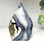 Green Glowing Volcanic Agate Teardrop Decor