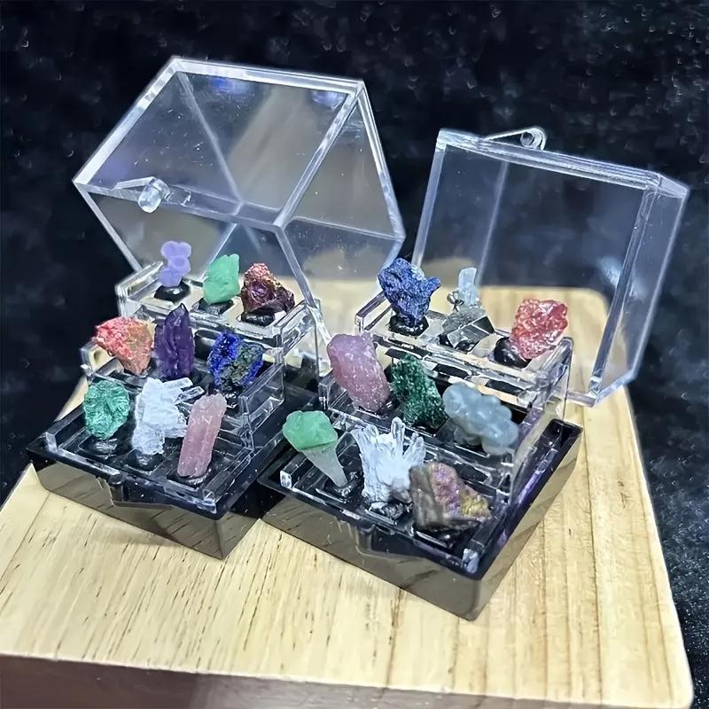 Crystal Raw Stone Ore Boxes Mineral Specimen Collection Display