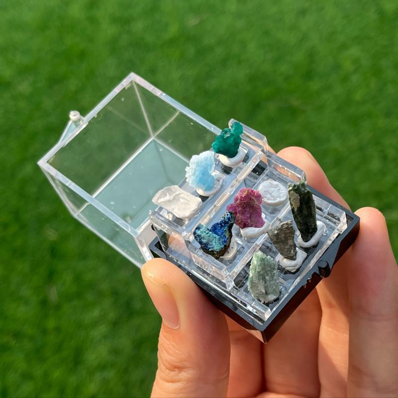 Crystal Raw Stone Ore Boxes Mineral Specimen Collection Display