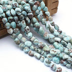 38pcs 8-10mm Larimar Stone Beads for Jewelry Making Bracelet Necklace Craft