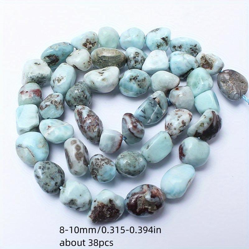 38pcs 8-10mm Larimar Stone Beads for Jewelry Making Bracelet Necklace Craft