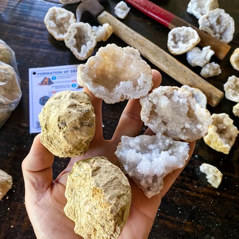 3pcs Unopened Natural Agate Geode Egg DIY Rock Crystal Specimen