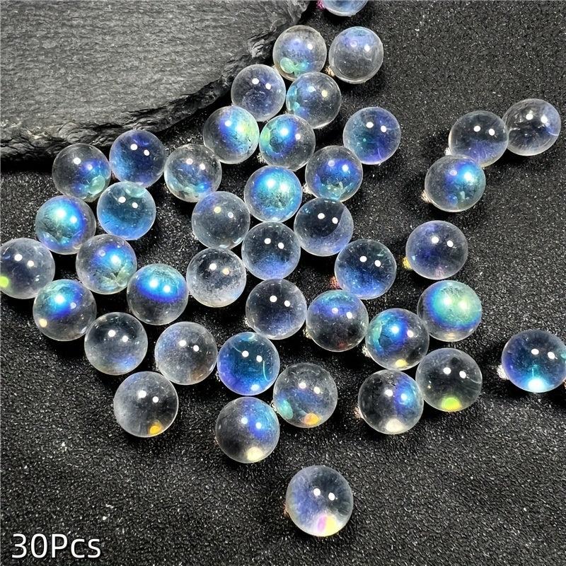 30 Round AB Colored Glass Stones for DIY Crafts and Decor