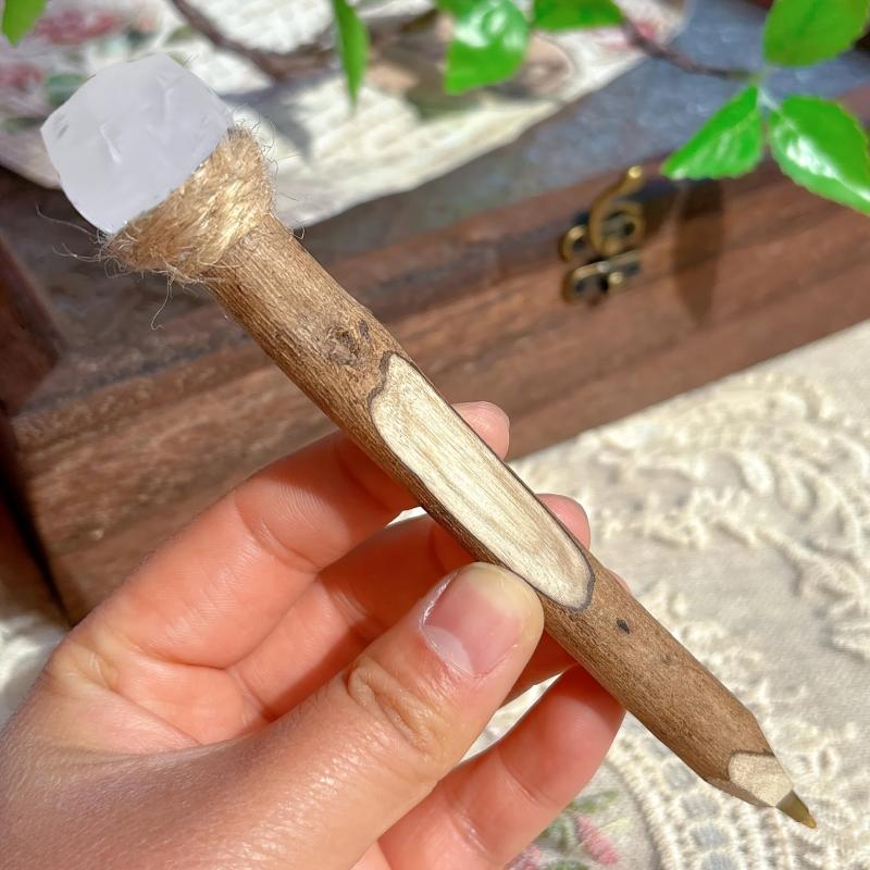 Vintage Wooden Crystal Ballpoint Pen Natural Wood & Crystal Unique Signature Pen