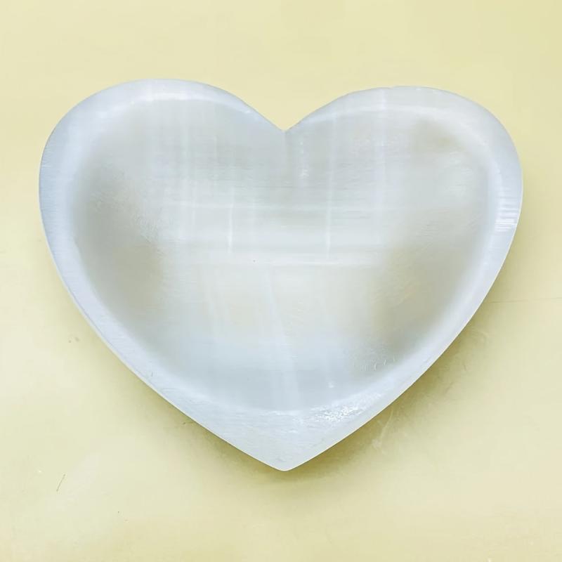 Selenite Heart Shaped Bowl Yoga Stone Container Holiday Gift