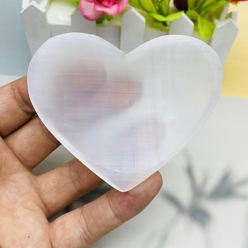 Selenite Heart Shaped Bowl Yoga Stone Container Holiday Gift