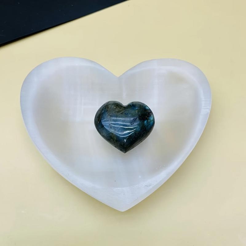 Selenite Heart Shaped Bowl Yoga Stone Container Holiday Gift