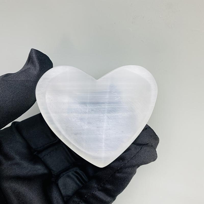 Selenite Heart Shaped Bowl Yoga Stone Container Holiday Gift