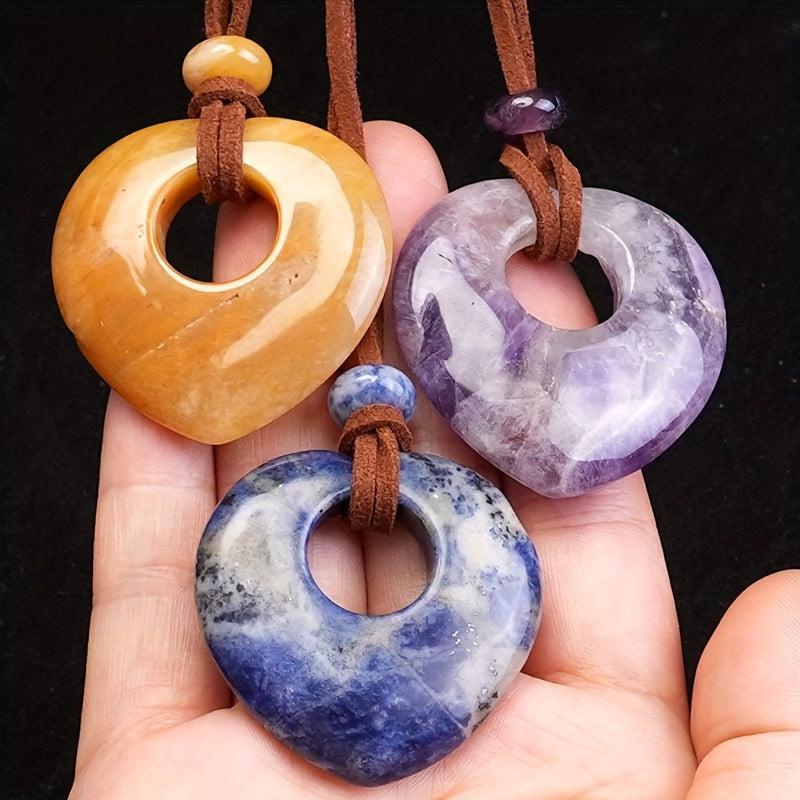 Natural Heart Pendant Necklace Men Women Amulet Jewelry