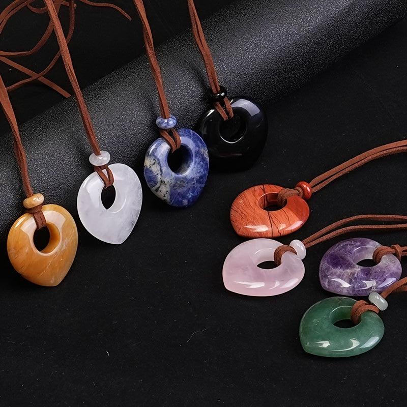 Natural Heart Pendant Necklace Men Women Amulet Jewelry