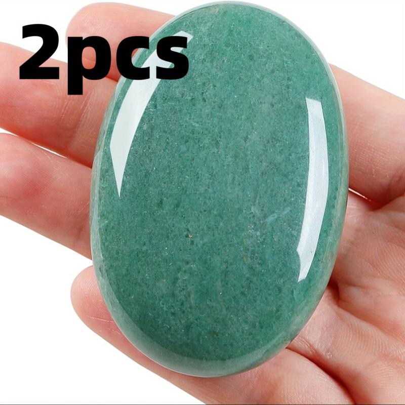 Green Aventurine Oval Polishing Stone for Room Desktop Decoration
