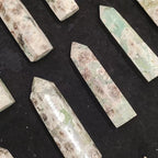 Natural Green Blossom Agate Tower Hexagonal Crystal