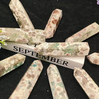 Natural Green Blossom Agate Tower Hexagonal Crystal