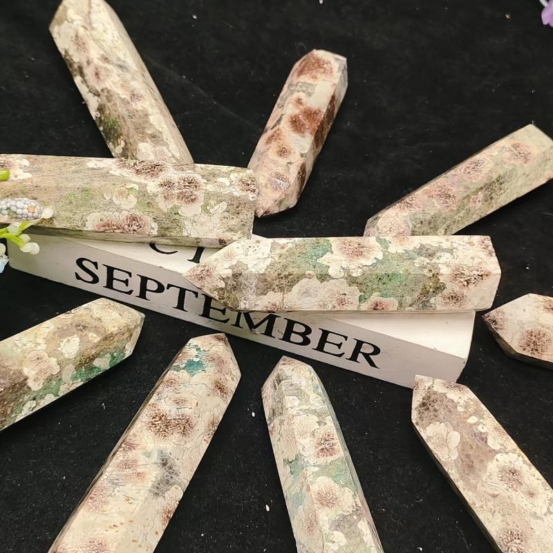 Natural Green Blossom Agate Tower Hexagonal Crystal