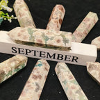 Natural Green Blossom Agate Tower Hexagonal Crystal