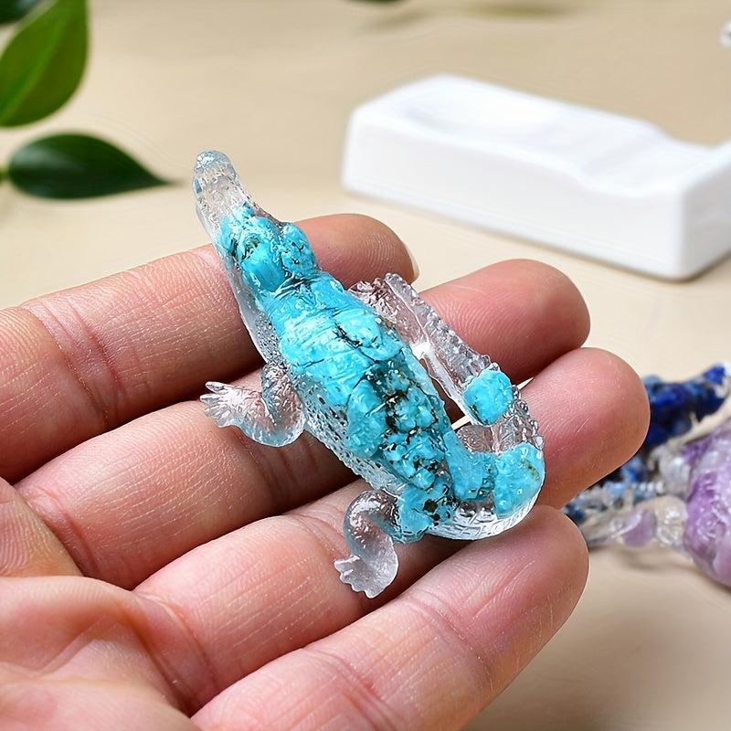 Handcrafted Crystal Resin Crocodile Aquarium Decoration