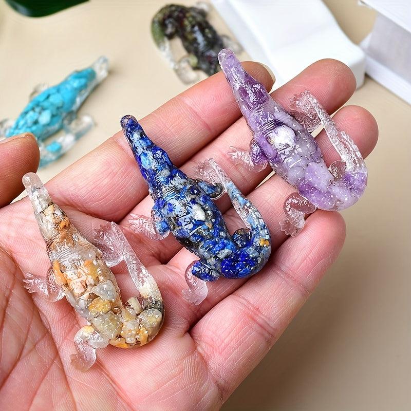 Handcrafted Crystal Resin Crocodile Aquarium Decoration