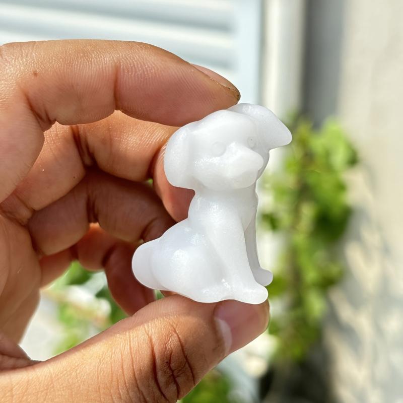 Crystal Dog Carving for Jewelry Making Father Friend Gift
