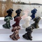 Crystal Dog Carving for Jewelry Making Father Friend Gift