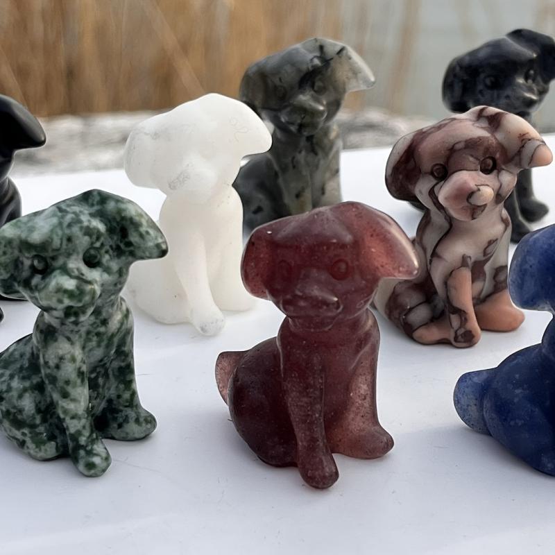 Crystal Dog Carving for Jewelry Making Father Friend Gift