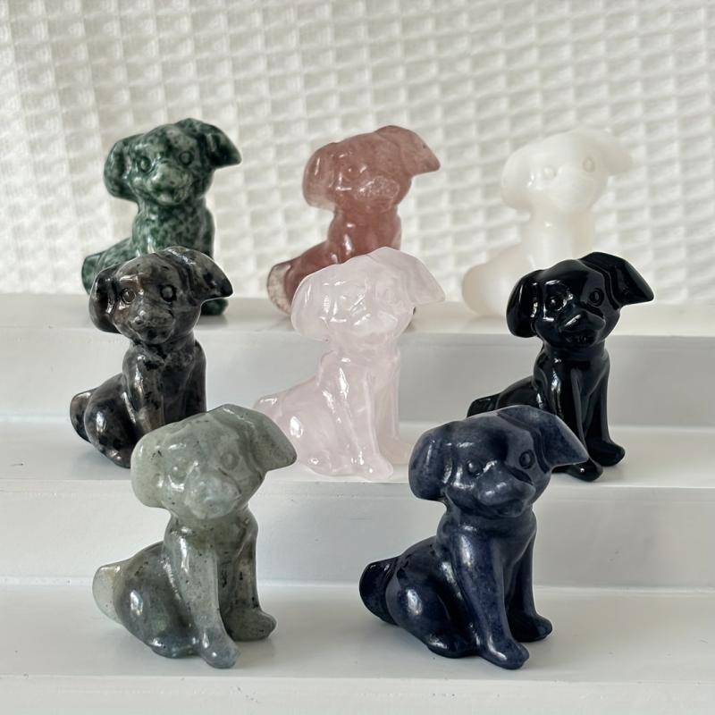 Crystal Dog Carving for Jewelry Making Father Friend Gift