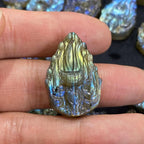 Labradorite 9 Tailed Fox Pendant - Green - Wisdom & Beauty - Unique Gift