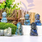 Handcrafted Labradorite Statue Natural Small Sitting Character Carving