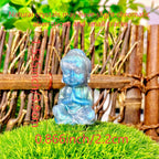 Handcrafted Labradorite Statue Natural Small Sitting Character Carving