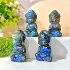 Handcrafted Labradorite Statue Natural Small Sitting Character Carving