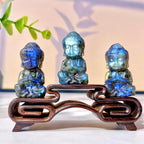 Handcrafted Labradorite Statue Natural Small Sitting Character Carving
