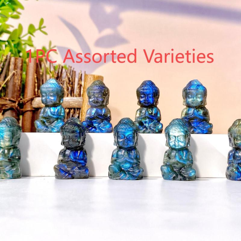Handcrafted Labradorite Statue Natural Small Sitting Character Carving