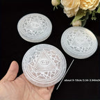 Selenite Big Disc Fatima Retro Demon Eyes Engraved Boho Decorative Plate