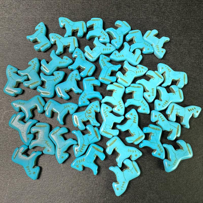 20pcs Turquoise Natural Stone Pony Shape for Jewelry Making and Home Decoration