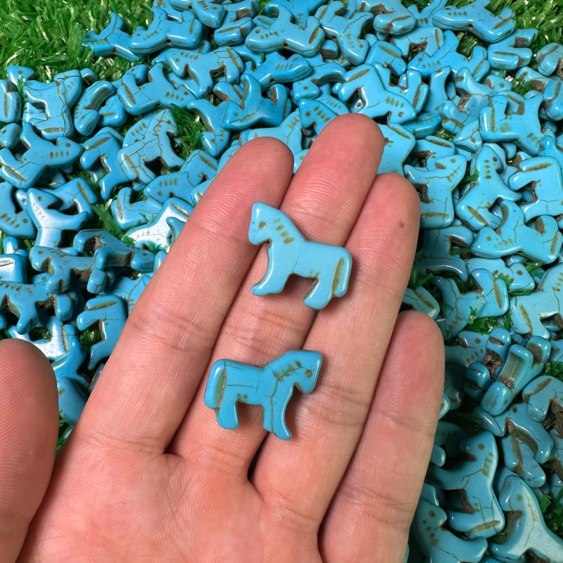 20pcs Turquoise Natural Stone Pony Shape for Jewelry Making and Home Decoration