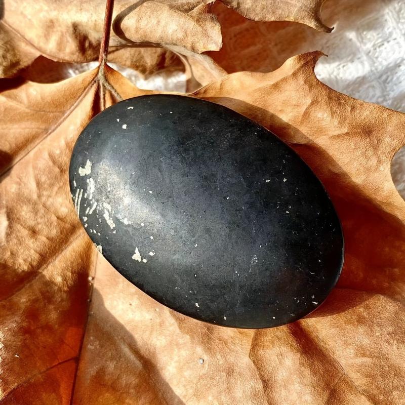 Natural Shungite Polishing Palm Stone for Meditation