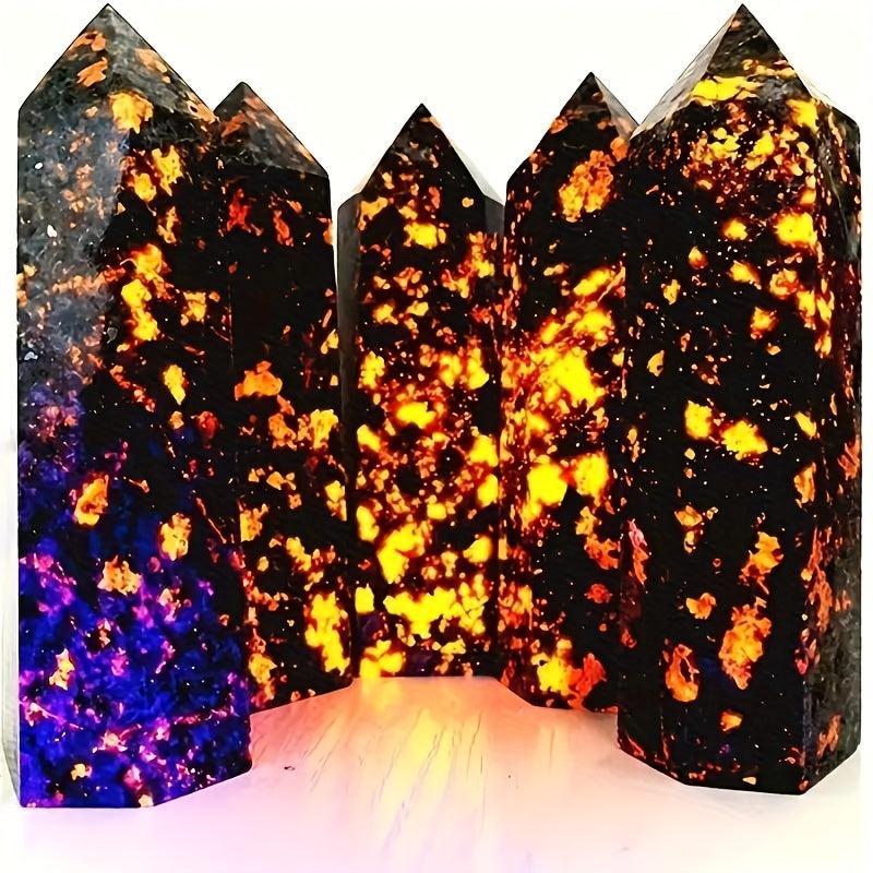 High Yooperlite Point Nightlight Glow Marbled Orange & Natural Stone