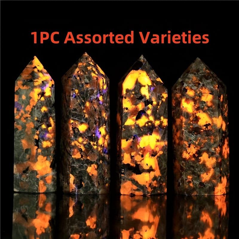 High Yooperlite Point Nightlight Glow Marbled Orange & Natural Stone