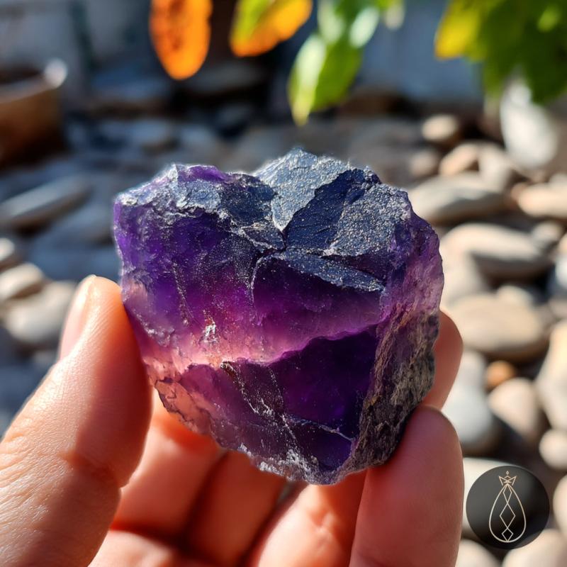 Purple Fluorite Raw Stone Crystal with Rainbow Iridescence Handheld Gift