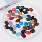 26pcs Mixed Oval Ring Stones 10x14mm Natural Flat Stones for DIY Inlaid Pendant