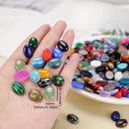 26pcs Mixed Oval Ring Stones 10x14mm Natural Flat Stones for DIY Inlaid Pendant