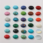 26pcs Mixed Oval Ring Stones 10x14mm Natural Flat Stones for DIY Inlaid Pendant