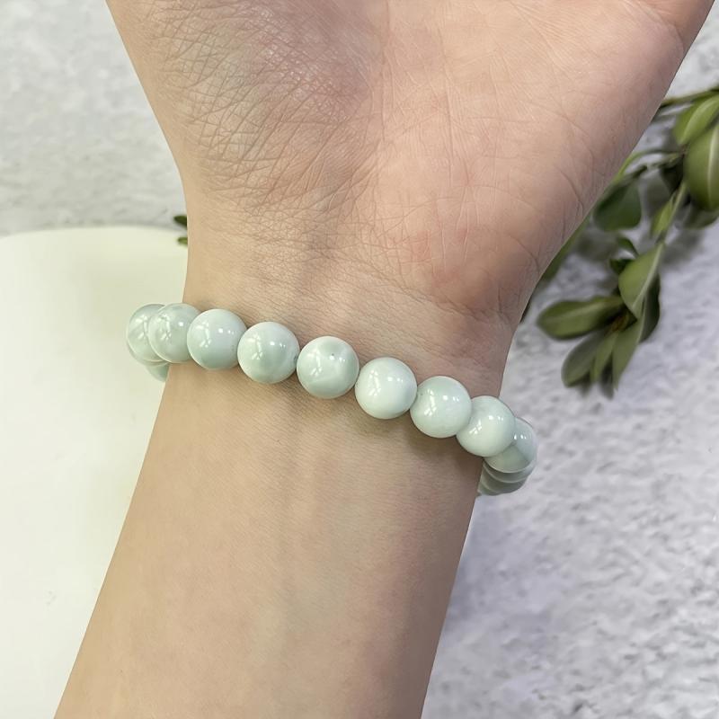 Green Angelite Bracelet 8Mm Natural Beads High Jewelry Third Eye Chakra Stones