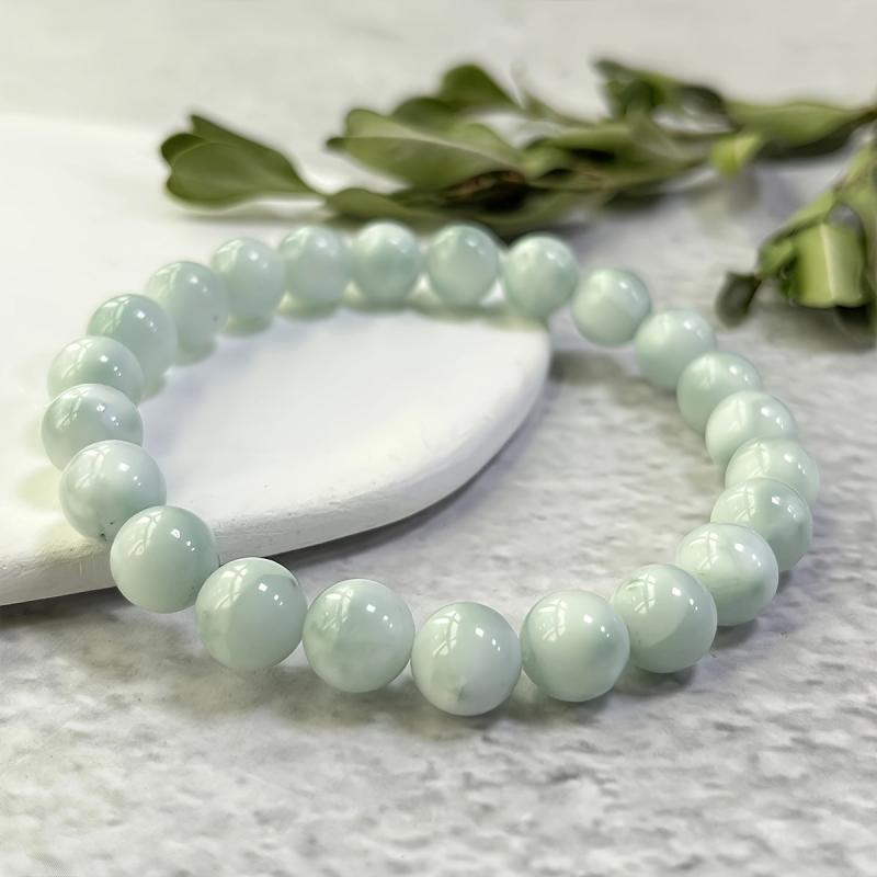 Green Angelite Bracelet 8Mm Natural Beads High Jewelry Third Eye Chakra Stones