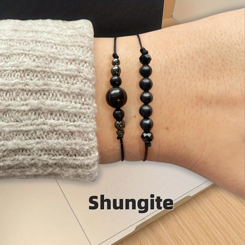 Shungite Hematite Couple Bracelets