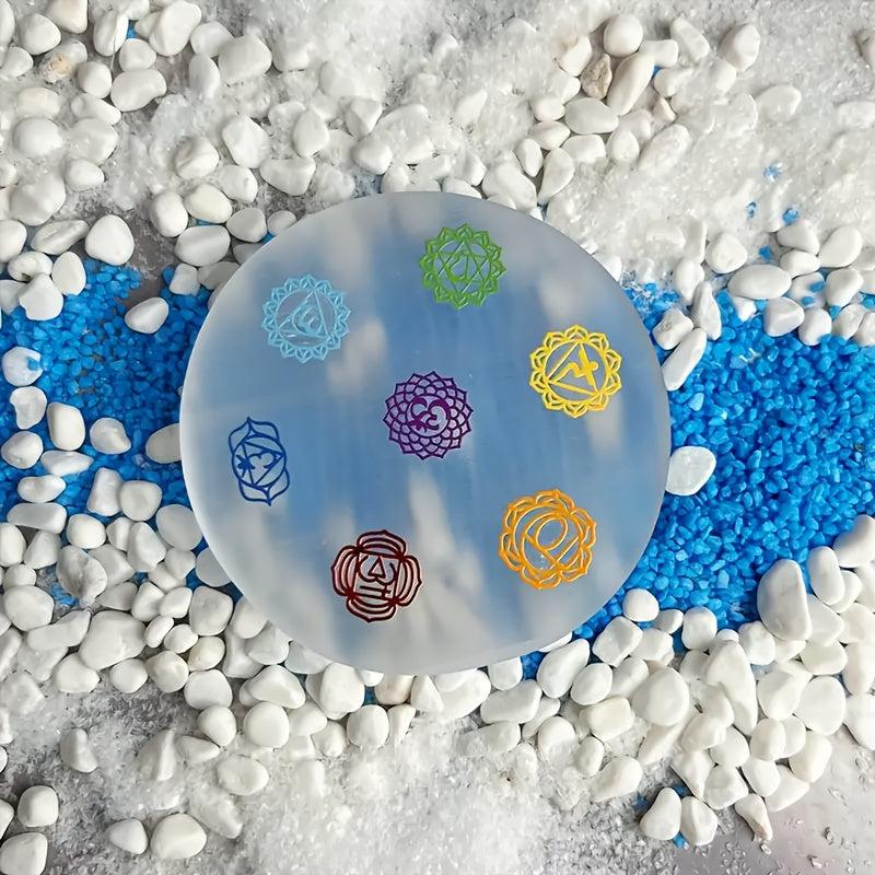 Selenite Charging Pad 8 Disc Chakra Pattern Ideal Gift