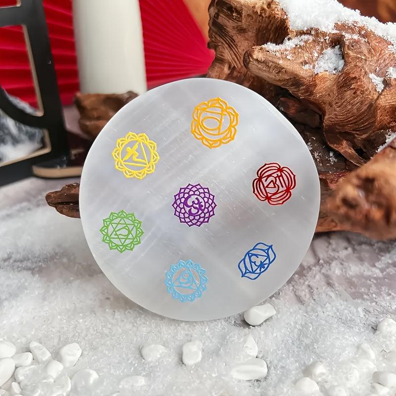 Selenite Charging Pad 8 Disc Chakra Pattern Ideal Gift