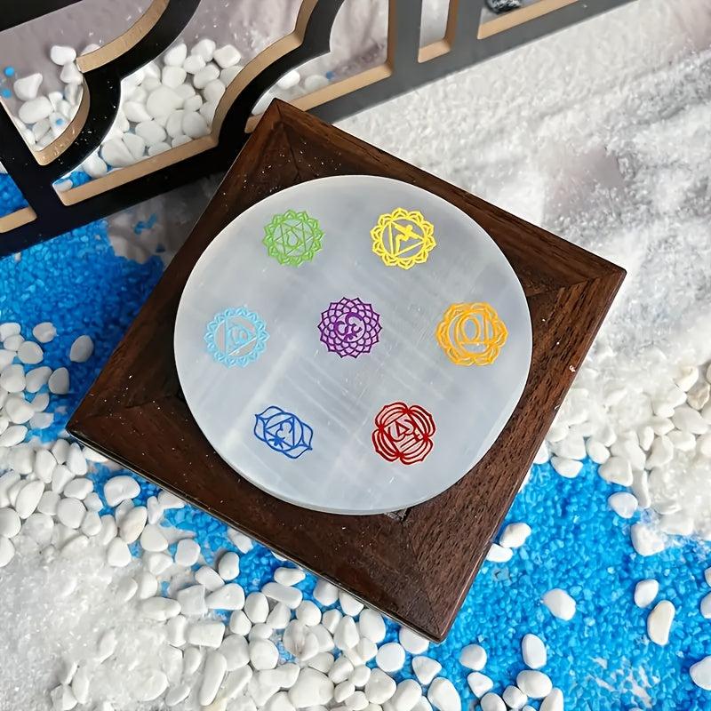 Selenite Charging Pad 8 Disc Chakra Pattern Ideal Gift