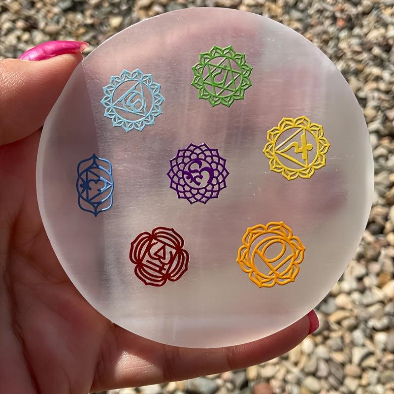 Selenite Charging Pad 8 Disc Chakra Pattern Ideal Gift